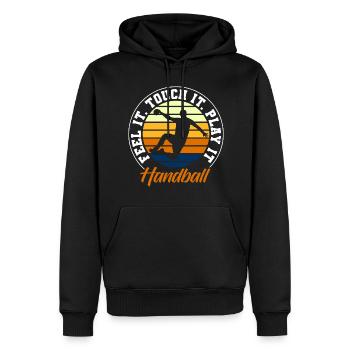 Tournoi de handball handball - Sweat à capuche Premium bio Homme - noir - Devant - Nico (187cm)