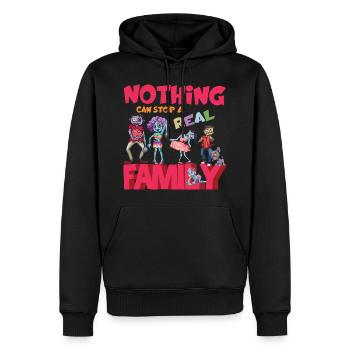 FAMILIEN- NICHTS KANN EINE ECHTE FAMILIE AUFHALTEN - Männer Premium Bio Hoodie - Schwarz - Vorne - Nico (187cm)