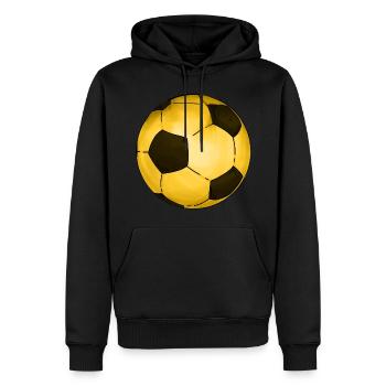 Fußball Sticker Schwarz Gold Ball - Männer Premium Bio Hoodie - Schwarz - Vorne - Nico (187cm)