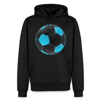 Fußball Schwarz Blau Coole Fußbälle Sticker - Männer Premium Bio Hoodie - Schwarz - Vorne - Nico (187cm)