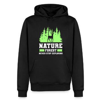 Forêt Arbres Bois Forêt Animal - Sweat à capuche Premium bio Homme - noir - Devant - Nico (187cm)