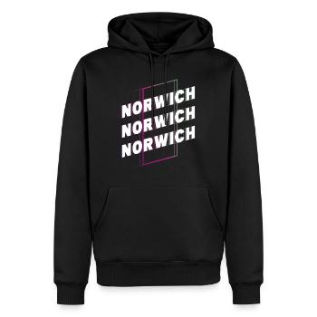 Norwich Angleterre UK City Font Skyline Accueil - Sweat à capuche Premium bio Homme - noir - Devant - Nico (187cm)