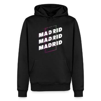 Madrid Espagne City Font Skyline Accueil - Sweat à capuche Premium bio Homme - noir - Devant - Nico (187cm)