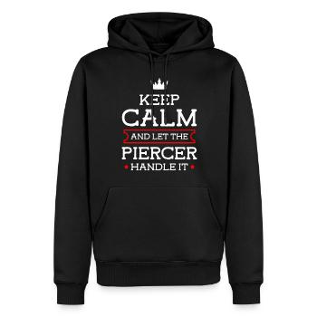 Piercer Job Tatouage Humour - Sweat à capuche Premium bio Homme - noir - Devant - Nico (187cm)