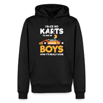Kartbahn Kartfahrer Rennfahrer - Männer Premium Bio Hoodie - Schwarz - Vorne - Nico (187cm)
