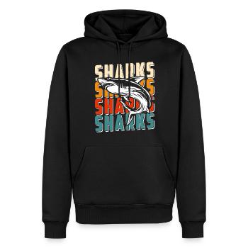 Grand requin blanc plongeur prédateur océanique - Sweat à capuche Premium bio Homme - noir - Devant - Nico (187cm)