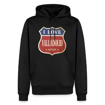 Valladolid Espagne Ville J’aime Vintage Rétro - Sweat à capuche Premium bio Homme - noir - Devant - Nico (187cm)