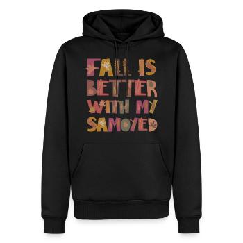 Fall is better with Samojede Dog Autumn Grateful - Men’s Premium Organic Hoodie - black - Front - Nico (187cm)