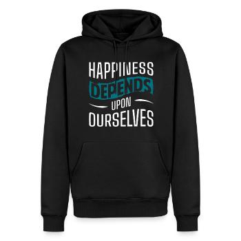 Cloverleaf Joy Love Optimism - Men’s Premium Organic Hoodie - black - Front - Nico (187cm)