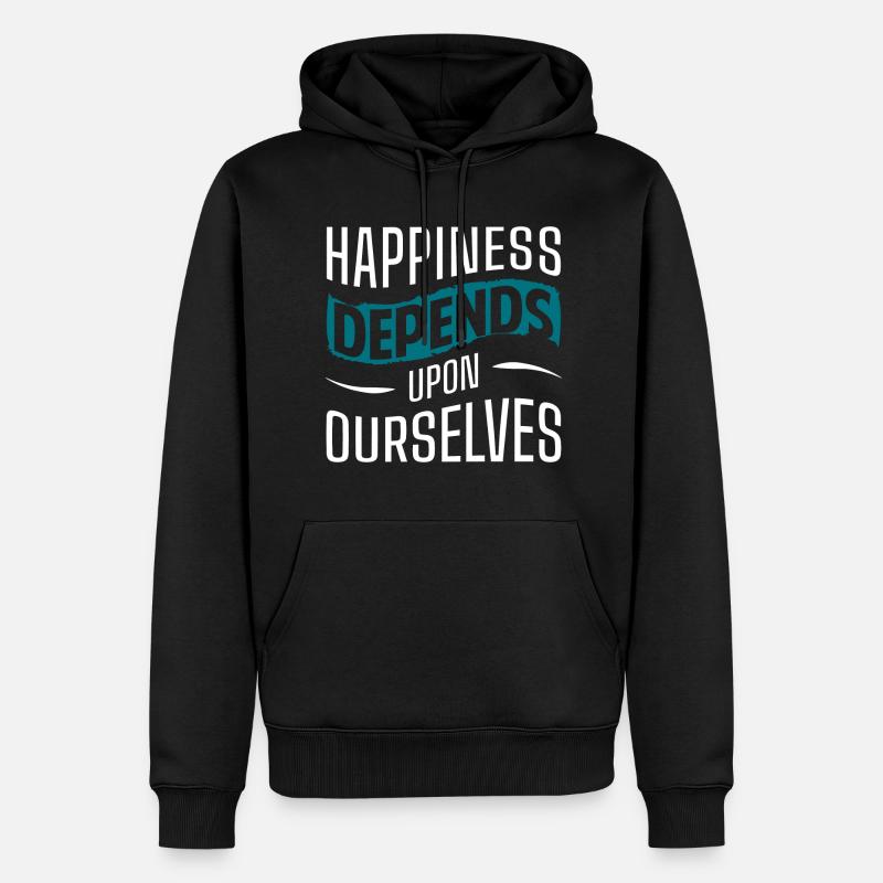 Kleeblatt Freude Liebe Optimismus - Männer Premium Bio Hoodie - Schwarz