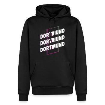 Dortmund Deutschland Stadt Schrift Skyline Heimat - Männer Premium Bio Hoodie - Schwarz - Vorne - Nico (187cm)