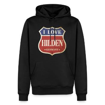 Hilden Deutschland Stadt I Love Vintage Retro - Männer Premium Bio Hoodie - Schwarz - Vorne - Nico (187cm)