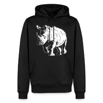 Rhino Sketch Rhinoceros Safari Wildtierliebhaber - Männer Premium Bio Hoodie - Schwarz - Vorne - Nico (187cm)