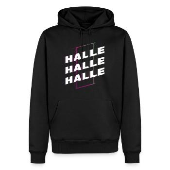Halle Deutschland Stadt Schrift Skyline Heimat - Männer Premium Bio Hoodie - Schwarz - Vorne - Nico (187cm)