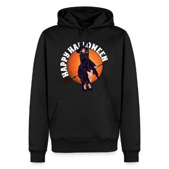 Joyeux Halloween Scary Lady Witchcraft Balai - Sweat à capuche Premium bio Homme - noir - Devant - Nico (187cm)