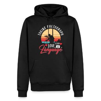 Kamera Foto Bild - Männer Premium Bio Hoodie - Schwarz - Vorne - Nico (187cm)