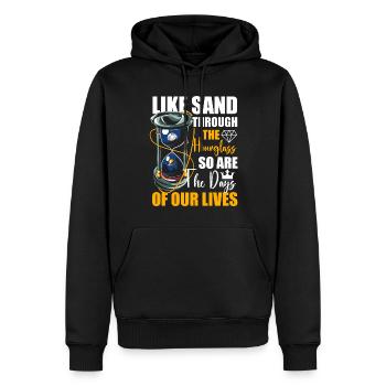 Uhr Sand Freundschaft - Männer Premium Bio Hoodie - Schwarz - Vorne - Nico (187cm)