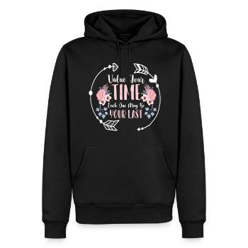 Uhr Symbol Form Unternehmung - Männer Premium Bio Hoodie - Schwarz - Vorne - Nico (187cm)
