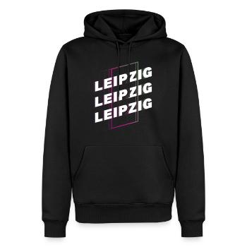 Leipzig Deutschland Stadt Schrift Skyline Heimat - Männer Premium Bio Hoodie - Schwarz - Vorne - Nico (187cm)