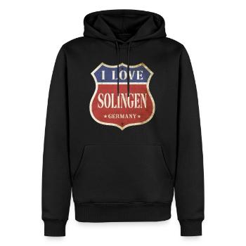 Solingen Allemagne Ville J’aime Vintage Rétro - Sweat à capuche Premium bio Homme - noir - Devant - Nico (187cm)