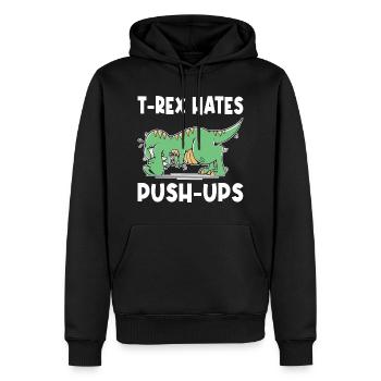 T-Rex Hates Push-Ups Liegestütze Lustig Humor - Männer Premium Bio Hoodie - Schwarz - Vorne - Nico (187cm)