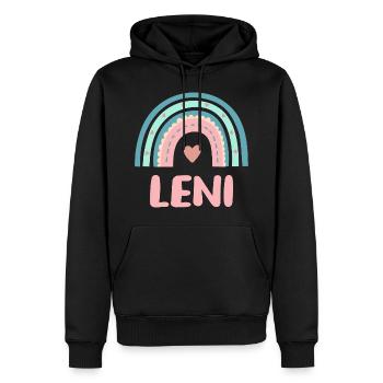 Leni Name Regenbogen Baby - Männer Premium Bio Hoodie - Schwarz - Vorne - Nico (187cm)