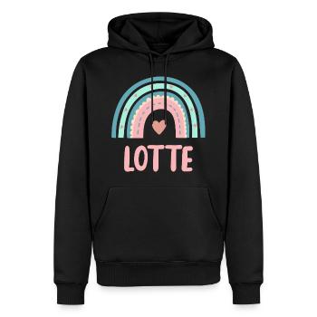 Lotte Name Regenbogen Baby - Männer Premium Bio Hoodie - Schwarz - Vorne - Nico (187cm)