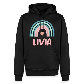 Livia Name Regenbogen Baby - Männer Premium Bio Hoodie - Schwarz - Vorne - Nico (187cm)