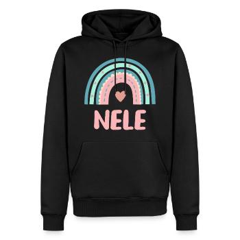 Nele Name Regenbogen Baby - Männer Premium Bio Hoodie - Schwarz - Vorne - Nico (187cm)