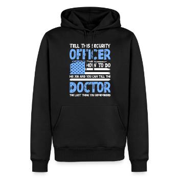 Wachmann Schutzdienst - Männer Premium Bio Hoodie - Schwarz - Vorne - Nico (187cm)