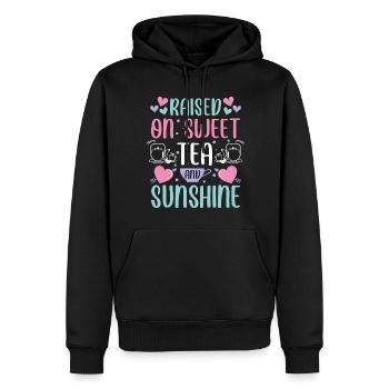 Buveurs de thé Sachets de thé Amateurs de thé - Sweat à capuche Premium bio Homme - noir - Devant - Nico (187cm)