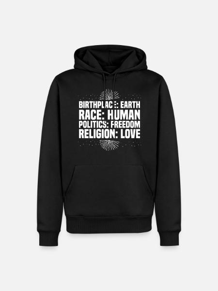 Earth, human, freedom, love - Men’s Premium Organic Hoodie - black