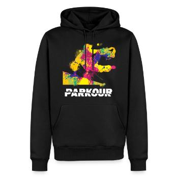 parkour - Sweat à capuche Premium bio Homme - noir - Devant - Nico (187cm)