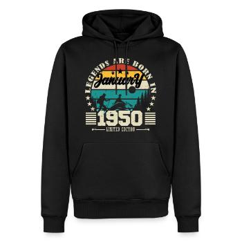 Janvier 1950. Cadeau d'anniversaire janvier 1950. - Sweat à capuche Premium bio Homme - noir - Devant - Nico (187cm)