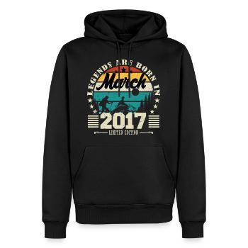 March 2017. Birthday gift March 2017. - Men’s Premium Organic Hoodie - black - Front - Nico (187cm)