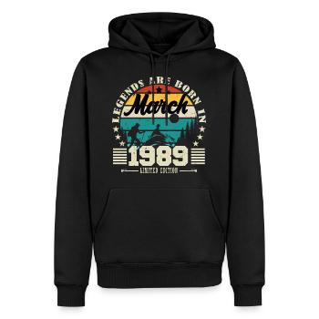 Mars 1989. Cadeau d'anniversaire mars 1989. - Sweat à capuche Premium bio Homme - noir - Devant - Nico (187cm)