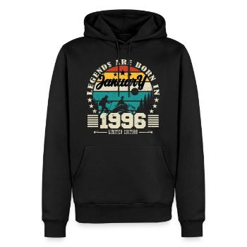 Januar 1996. Geburtstagsgeschenk Januar 1996. - Männer Premium Bio Hoodie - Schwarz - Vorne - Nico (187cm)