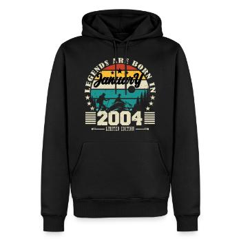 Janvier 2004. Cadeau d'anniversaire janvier 2004. - Sweat à capuche Premium bio Homme - noir - Devant - Nico (187cm)
