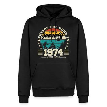 Januar 1974. Geburtstagsgeschenk Januar 1974. - Männer Premium Bio Hoodie - Schwarz - Vorne - Nico (187cm)