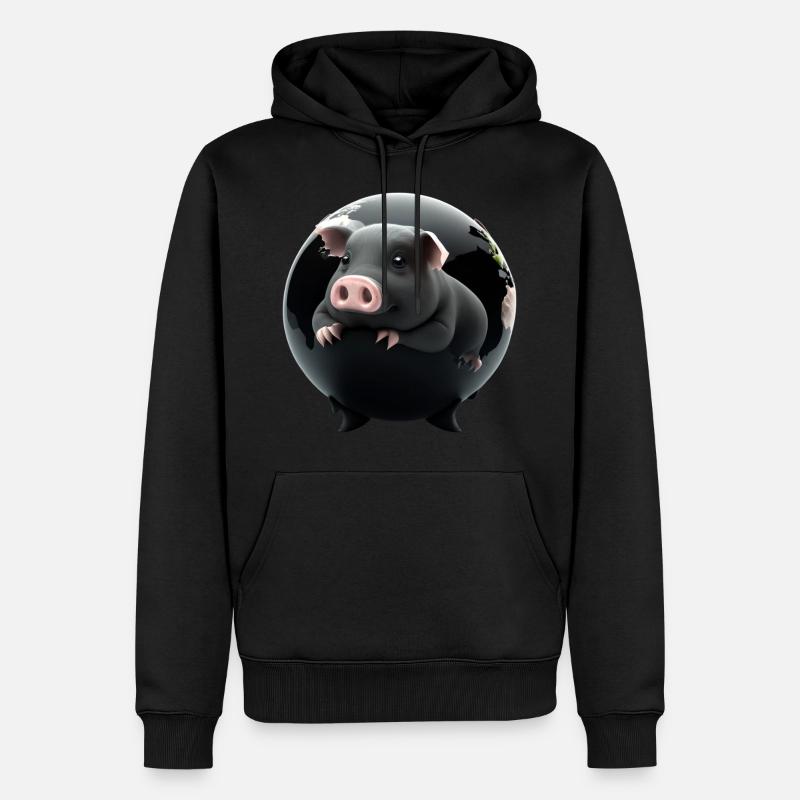 Pig into the globe - Sweat à capuche Premium bio Homme - noir