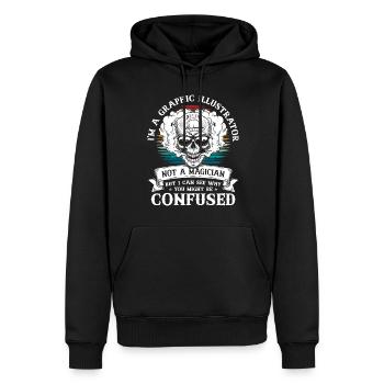 Designer Graphiste Graphiste - Sweat à capuche Premium bio Homme - noir - Devant - Nico (187cm)