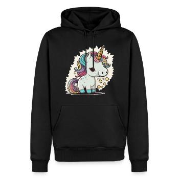 Einhorn Bunt Farben Süß Niedlich Cartoon Comic - Männer Premium Bio Hoodie - Schwarz - Vorne - Nico (187cm)