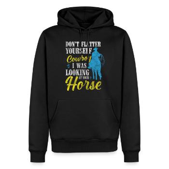 Country Riding Saddle - Men’s Premium Organic Hoodie - black - Front - Nico (187cm)