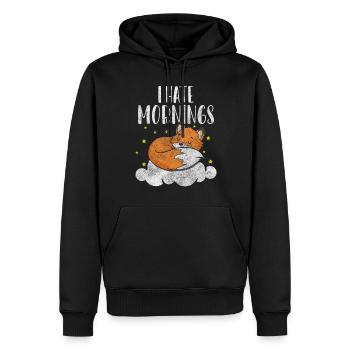 Fuchs Weisheit Jäger - Männer Premium Bio Hoodie - Schwarz - Vorne - Nico (187cm)
