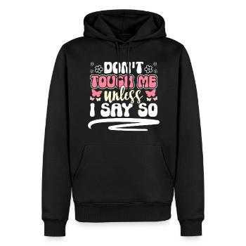 Just Look Funny Hands Off Antisocial - Men’s Premium Organic Hoodie - black - Front - Nico (187cm)