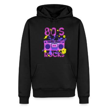 80er Musik - Männer Premium Bio Hoodie - Schwarz - Vorne - Nico (187cm)