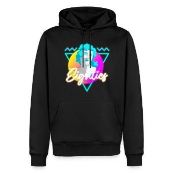 80er Musik Nostalgie Leuchtreklame - Männer Premium Bio Hoodie - Schwarz - Vorne - Nico (187cm)