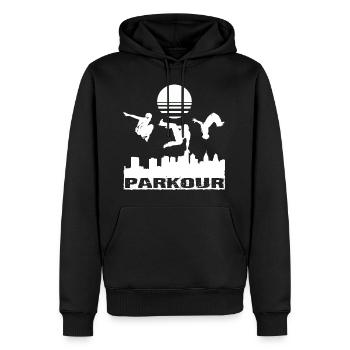 Parkour - Sweat à capuche Premium bio Homme - noir - Devant - Nico (187cm)