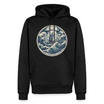 Vagues de voiliers - Sweat à capuche Premium bio Homme - noir - Devant - Nico (187cm)