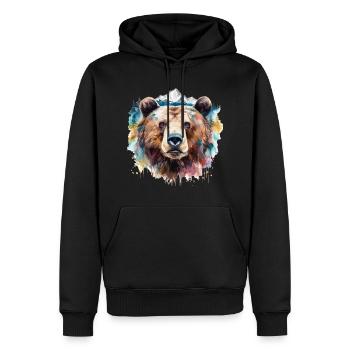 Ours, Grizzly, Tête d’ours, Nature, Nature, Nature, Forêt, Montagnes - Sweat à capuche Premium bio Homme - noir - Devant - Nico (187cm)